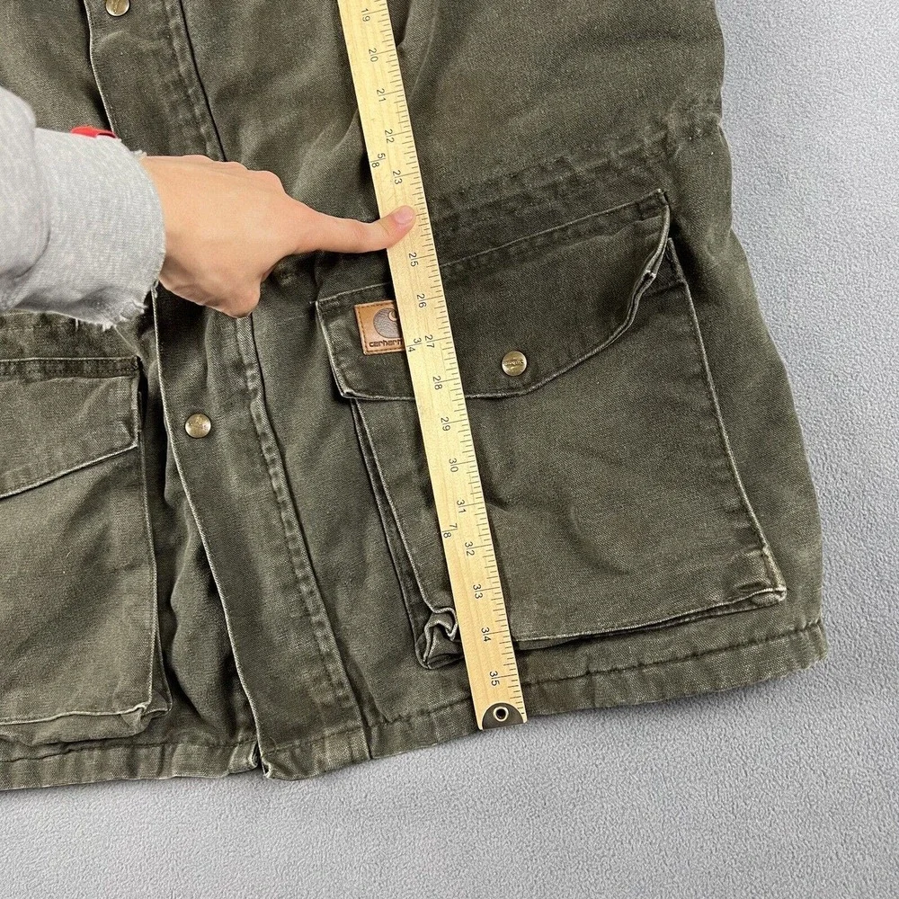 Vintage Carhartt Jacket Mens 2XL Green Barn Coat Blanket Lined Workwear Thrashed - Picture 10 of 10